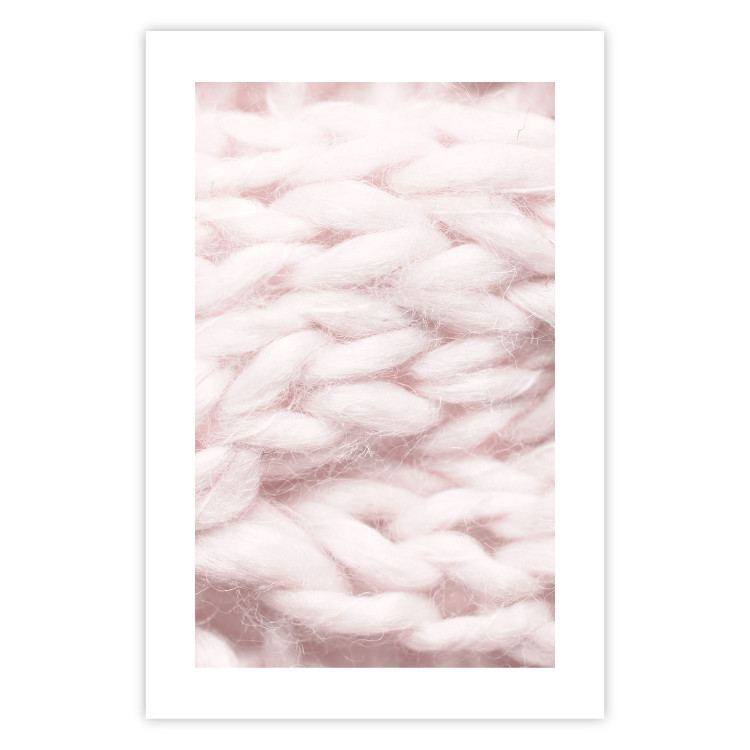 Poster Pastel Warmth - texture of pink woolen braid 124461 additionalImage 19