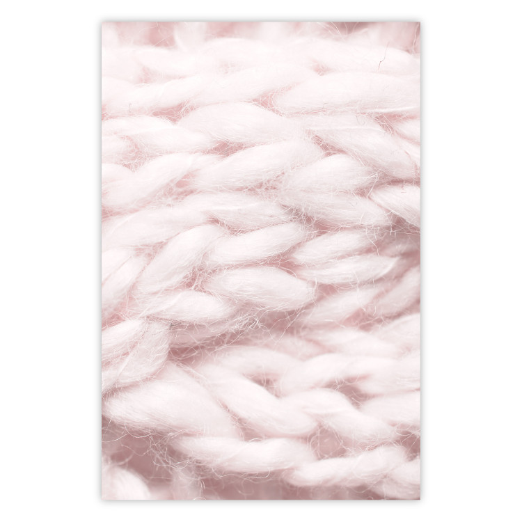 Poster Pastel Warmth - texture of pink woolen braid 124461