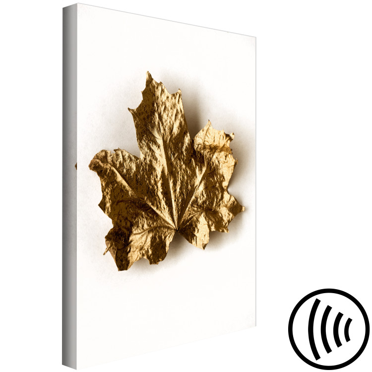 Canvas Dry maple leaf - minimalistic plant motif on a beige background 124961 additionalImage 6