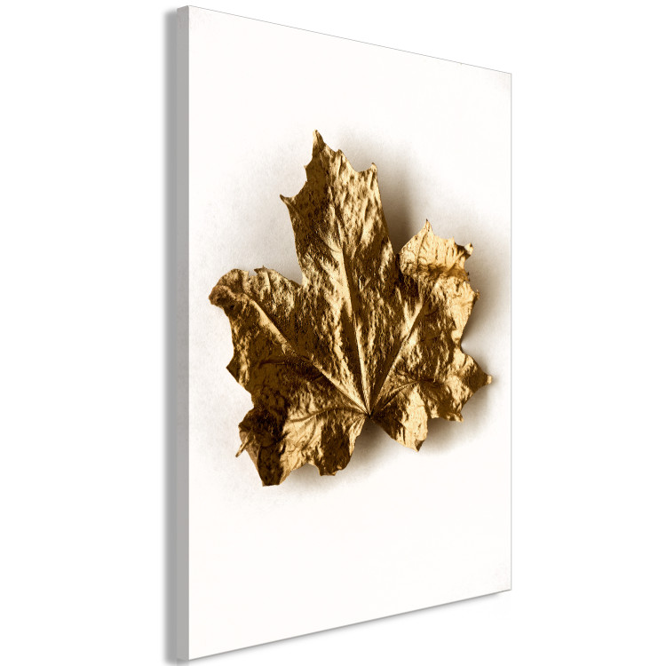 Canvas Dry maple leaf - minimalistic plant motif on a beige background 124961 additionalImage 2