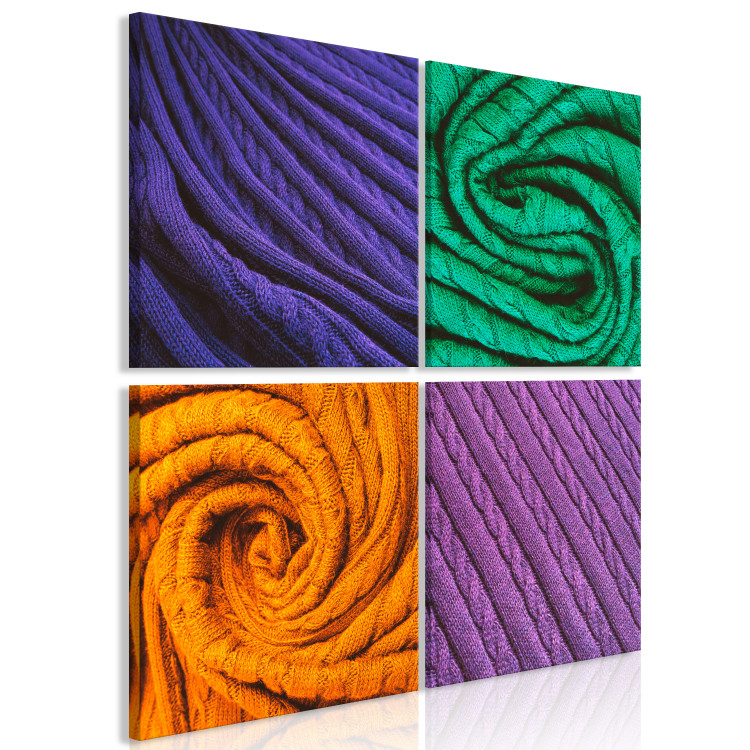 Canvas Art Print Four fabrics - a composition divided into four parts, each with a different fabric colour, ideal for youth room 125461 additionalImage 2