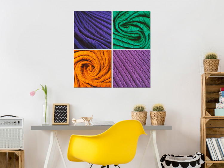 Canvas Art Print Four fabrics - a composition divided into four parts, each with a different fabric colour, ideal for youth room 125461 additionalImage 3