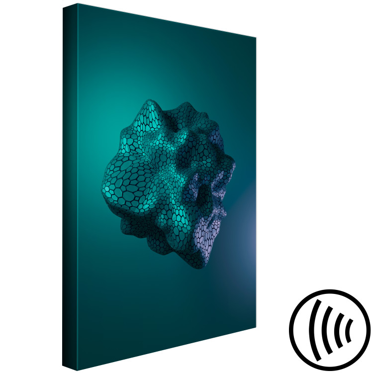 Canvas Art Print Cosmic stone - a futuristic abstraction on a dark green background 125661 additionalImage 6