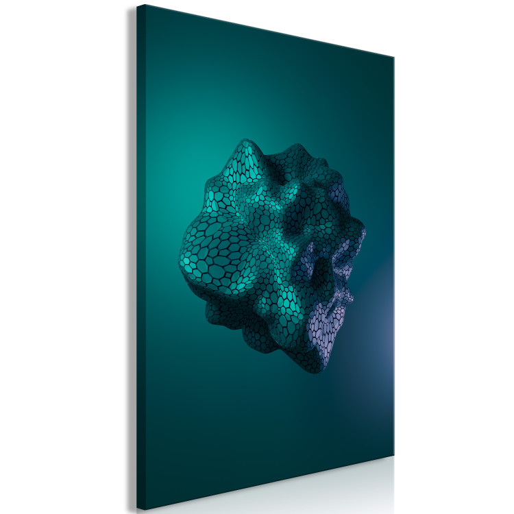 Canvas Art Print Cosmic stone - a futuristic abstraction on a dark green background 125661 additionalImage 2