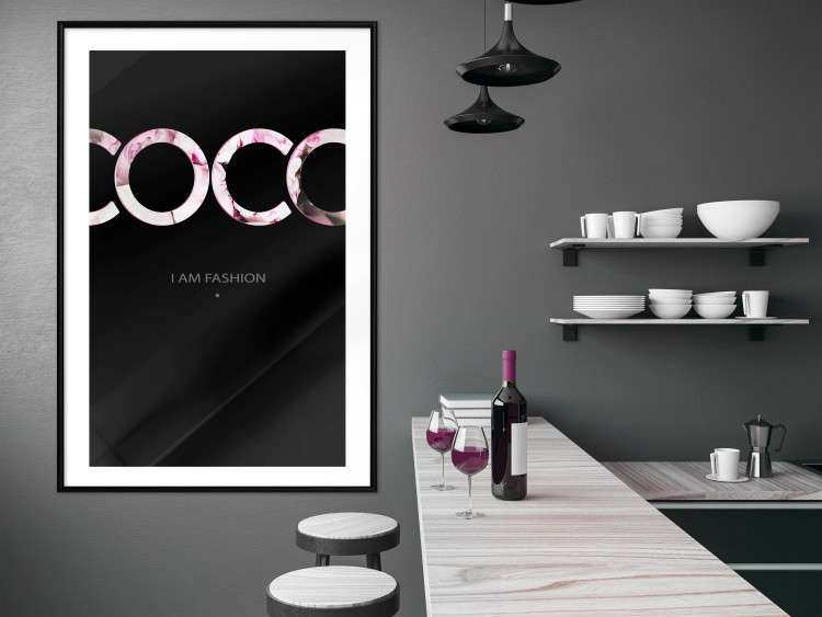 Poster I Am Fashion - pink English text on a contrasting black background 125761 additionalImage 4
