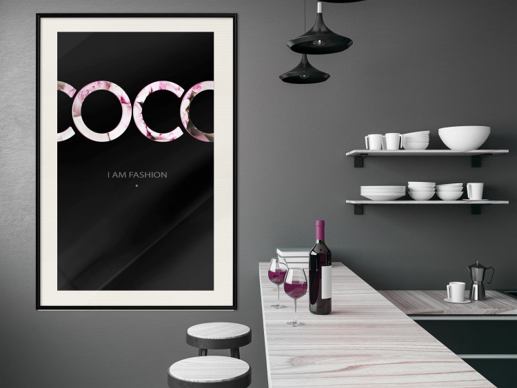 Poster I Am Fashion - pink English text on a contrasting black background 125761 additionalImage 22