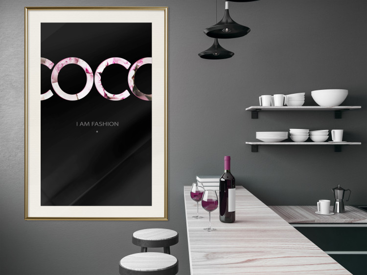Poster I Am Fashion - pink English text on a contrasting black background 125761 additionalImage 21