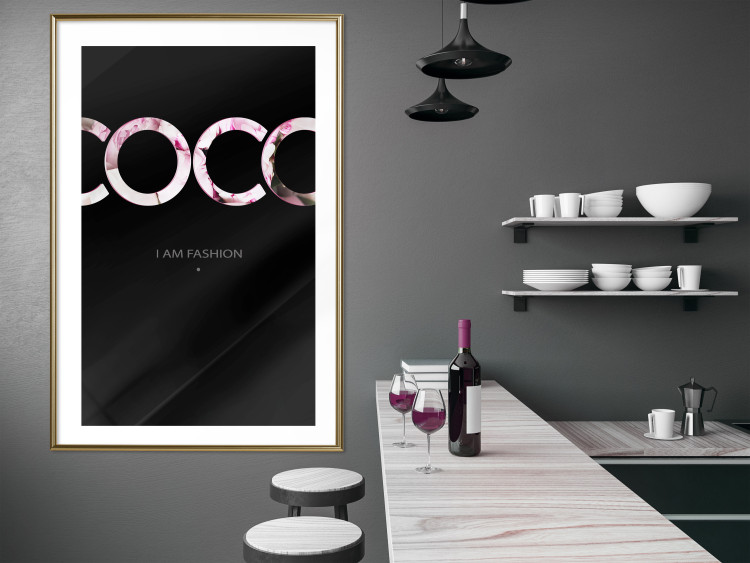 Poster I Am Fashion - pink English text on a contrasting black background 125761 additionalImage 15