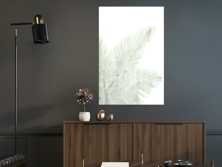 Poster Velvet Green - green palm leaf on a contrasting white background 126861 additionalImage 4