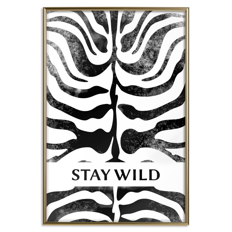 Poster Stay Wild - English inscriptions on a black-and-white zebra background 127061 additionalImage 15