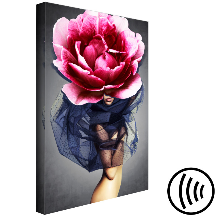 Canvas Art Print Flower Woman (1-part) vertical - eclectic abstraction with a peony 127261 additionalImage 6