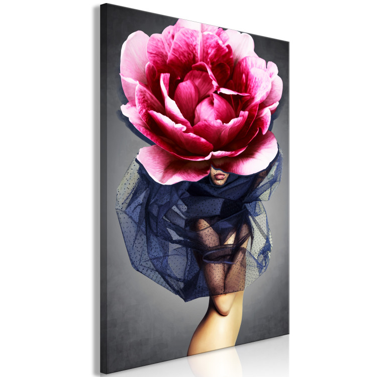 Canvas Art Print Flower Woman (1-part) vertical - eclectic abstraction with a peony 127261 additionalImage 2