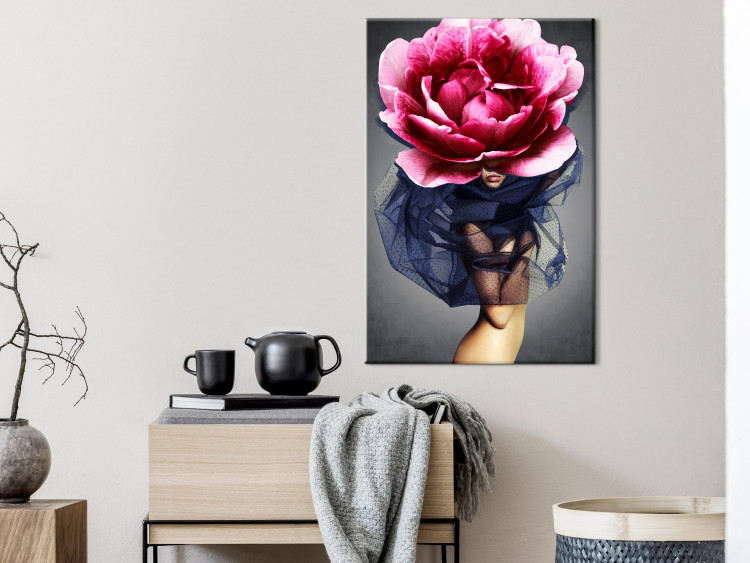 Canvas Art Print Flower Woman (1-part) vertical - eclectic abstraction with a peony 127261 additionalImage 3