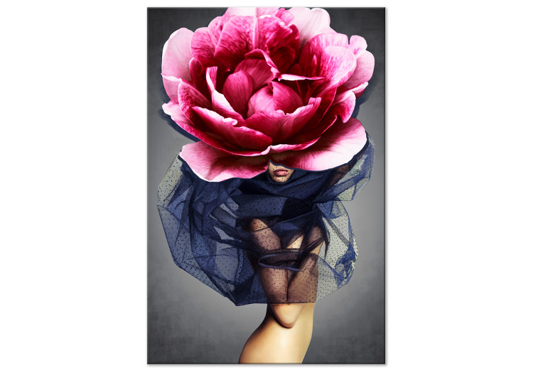 Canvas Art Print Flower Woman (1-part) vertical - eclectic abstraction with a peony 127261