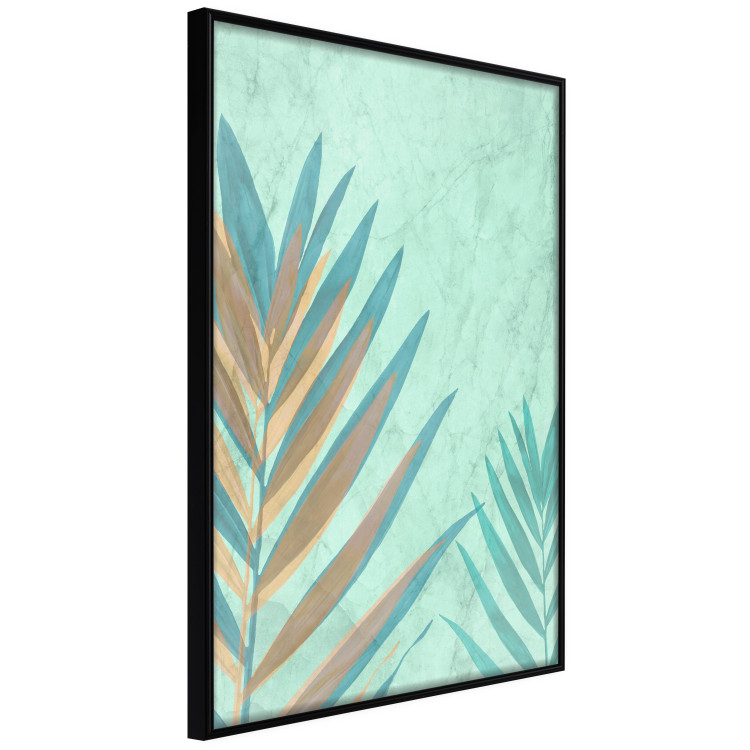 Wall Poster Subtle Exoticism - tropical leaves on blue texture background 127861 additionalImage 13