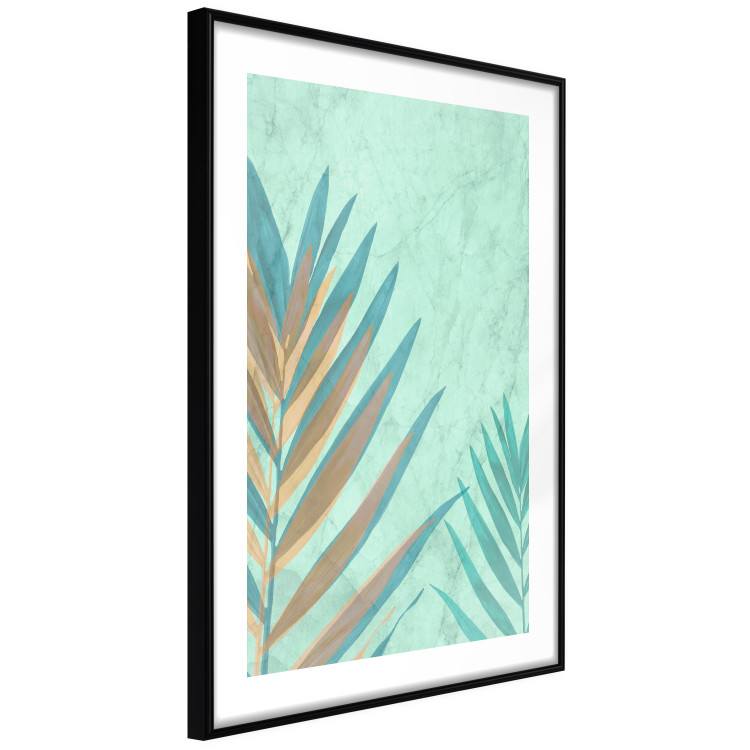 Wall Poster Subtle Exoticism - tropical leaves on blue texture background 127861 additionalImage 8