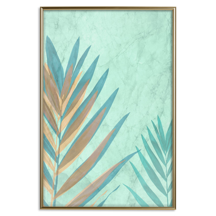 Wall Poster Subtle Exoticism - tropical leaves on blue texture background 127861 additionalImage 17