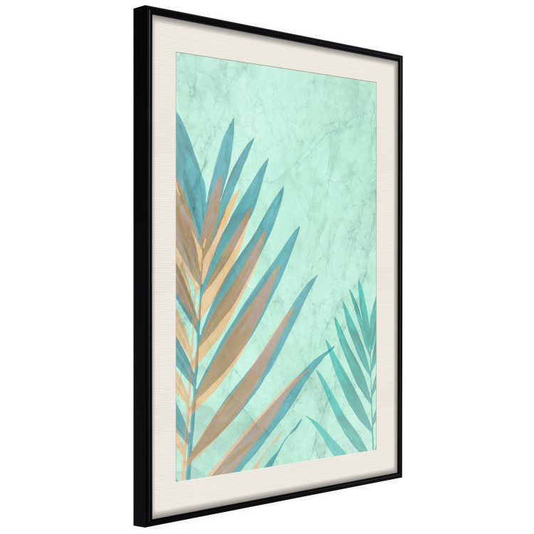 Wall Poster Subtle Exoticism - tropical leaves on blue texture background 127861 additionalImage 2