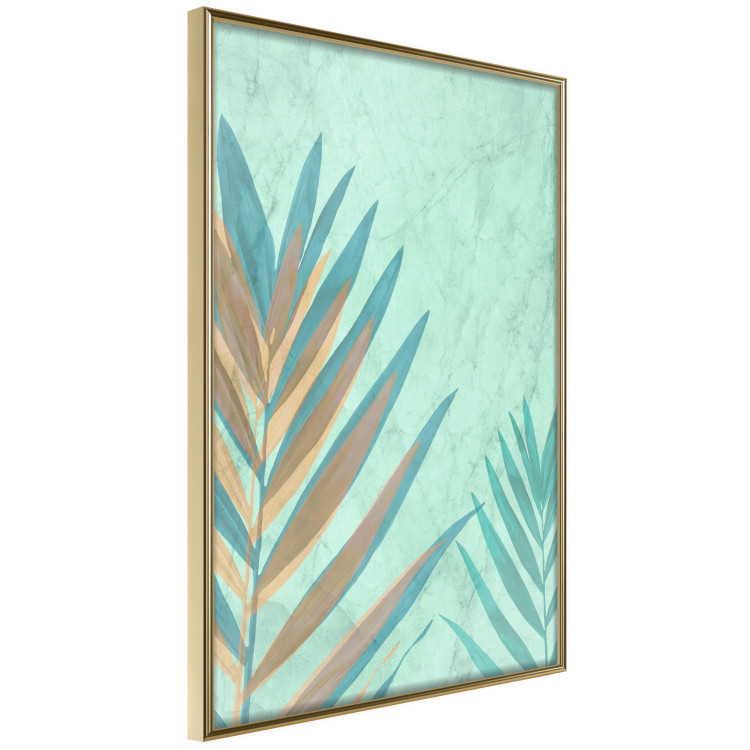 Wall Poster Subtle Exoticism - tropical leaves on blue texture background 127861 additionalImage 12