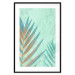 Wall Poster Subtle Exoticism - tropical leaves on blue texture background 127861 additionalThumb 15