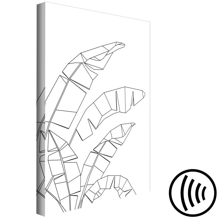 Canvas Black banana leaves contours - white, minimalistic abstraction 128061 additionalImage 6