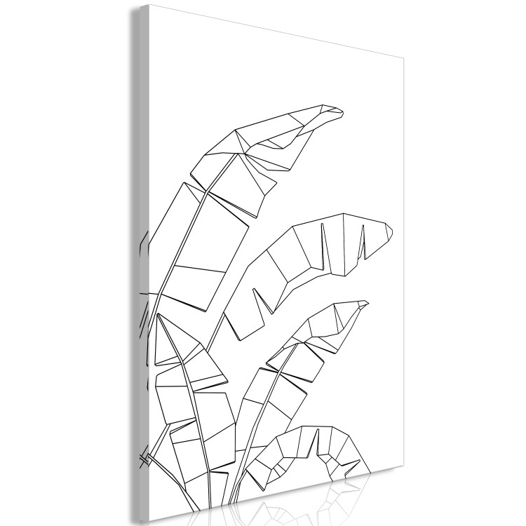 Canvas Black banana leaves contours - white, minimalistic abstraction 128061 additionalImage 2