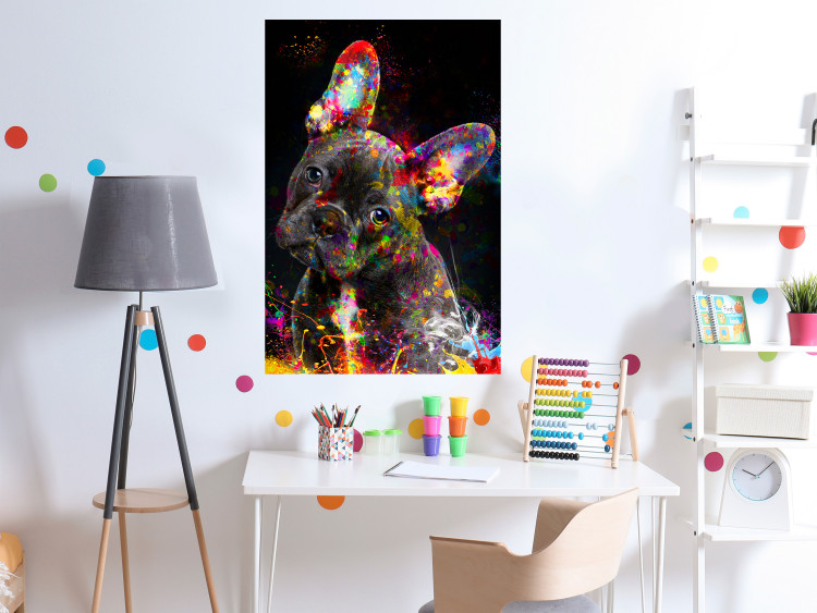 Poster Marufi - portrait of abstract black dog with colorful accents 128361 additionalImage 2