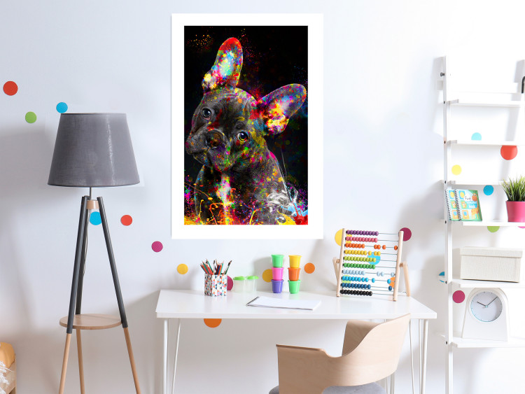 Poster Marufi - portrait of abstract black dog with colorful accents 128361 additionalImage 3