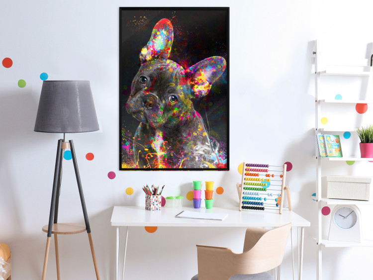 Poster Marufi - portrait of abstract black dog with colorful accents 128361 additionalImage 4