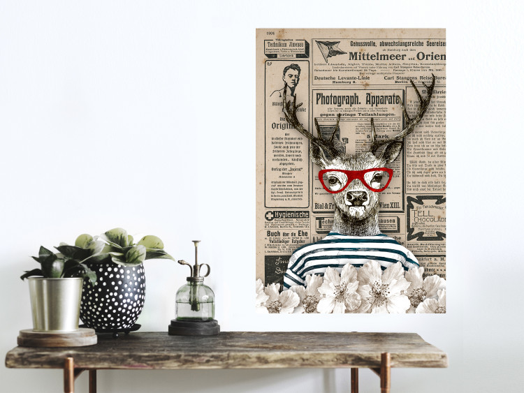 Wall Poster Sailor Deer - humorous retro-style abstraction with text in the background 129161 additionalImage 2