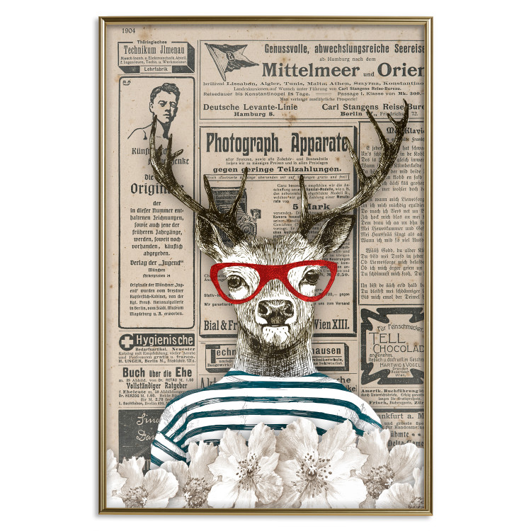 Wall Poster Sailor Deer - humorous retro-style abstraction with text in the background 129161 additionalImage 17