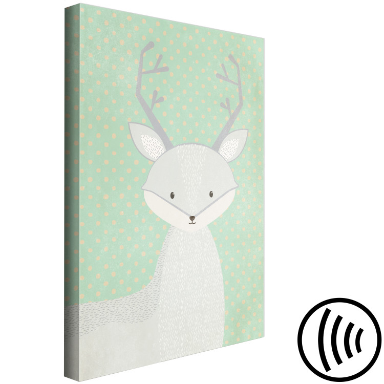 Canvas Art Print Young Fawn (1-part) vertical - pastel deer on a dotted background 129561 additionalImage 6
