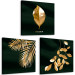 Canvas Print Noble Vegetation (3-piece) - luxurious gold-covered leaves 129761 additionalThumb 2
