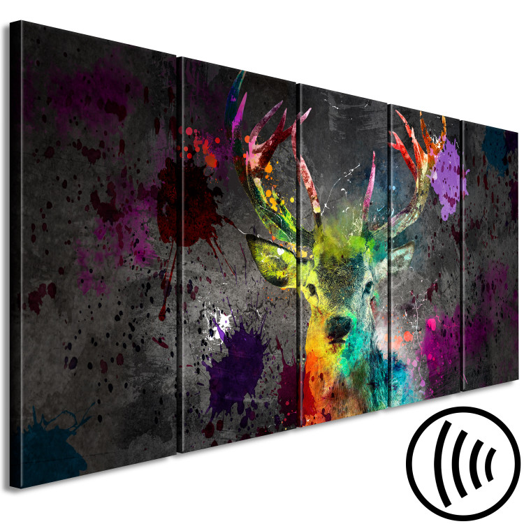 Canvas Print Rainbow Deer (5-piece) Narrow - colorful abstract animal 129861 additionalImage 6