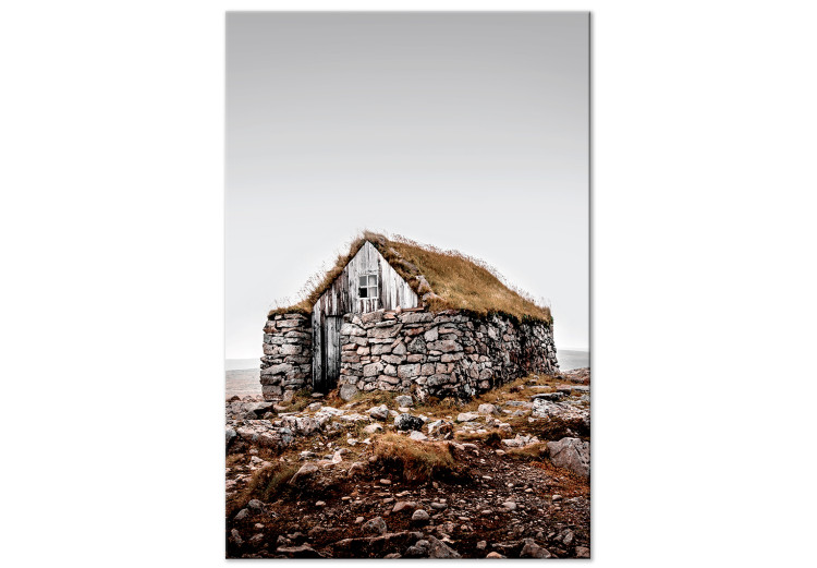 Canvas Art Print Stone Shelter (1-piece) Vertical - landscape of a stone house 130261