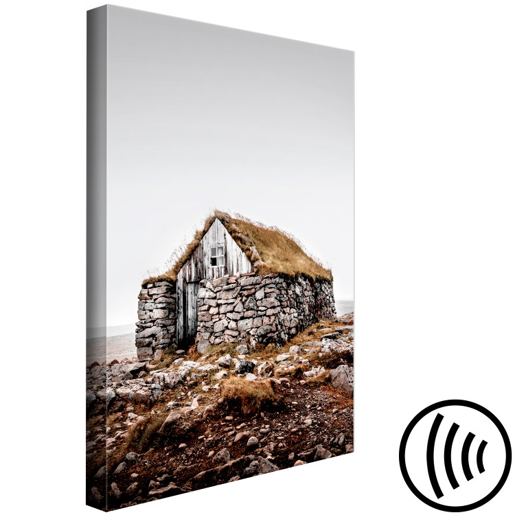 Canvas Art Print Stone Shelter (1-piece) Vertical - landscape of a stone house 130261 additionalImage 6