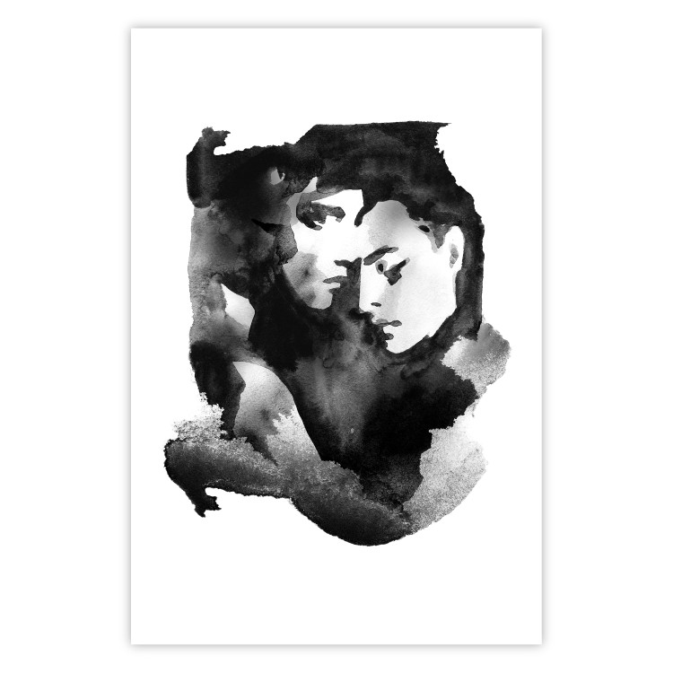 Wall Poster Love Longing - romantic couple on a solid white background 132161