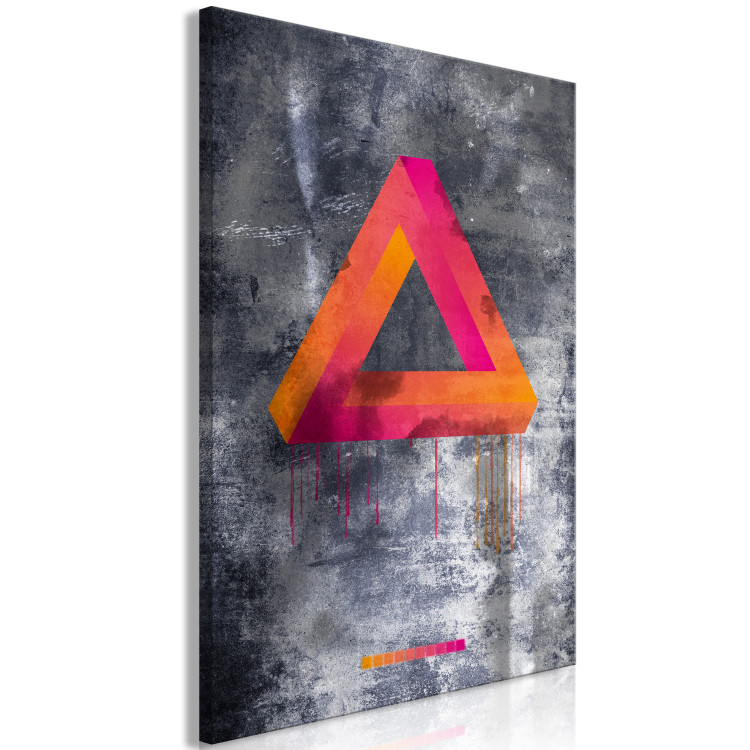 Canvas Penrose triangle - bright spatial figure on a gray background 134861 additionalImage 2
