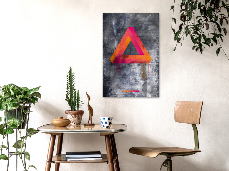 Canvas Penrose triangle - bright spatial figure on a gray background 134861 additionalImage 3