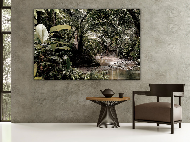Canvas Print Sepia Jungle (1-piece) Wide - stroll through an exotic forest 138261 additionalImage 3