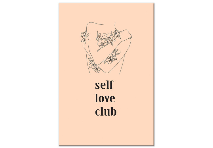 Canvas Print Self Love Club (1-piece) Vertical - lineart with texts 138861