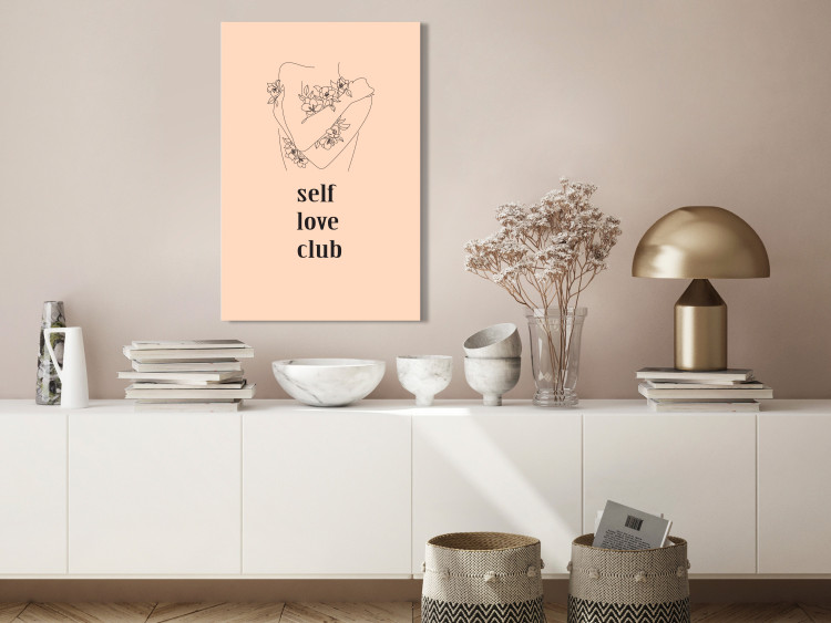Canvas Print Self Love Club (1-piece) Vertical - lineart with texts 138861 additionalImage 3