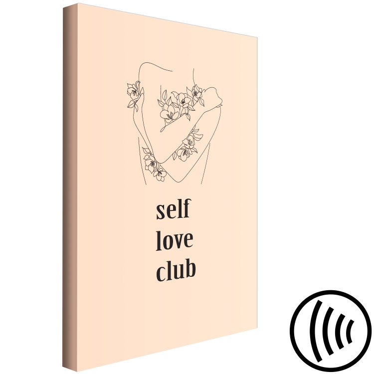 Canvas Print Self Love Club (1-piece) Vertical - lineart with texts 138861 additionalImage 6