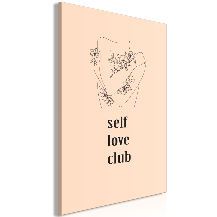 Canvas Print Self Love Club (1-piece) Vertical - lineart with texts 138861 additionalImage 2