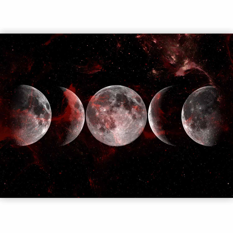 Photo Wallpaper Silver Globes - The Phases of the Moon Against the Background of Stars and the Red Cosmos 145261 additionalImage 1