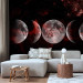Photo Wallpaper Silver Globes - The Phases of the Moon Against the Background of Stars and the Red Cosmos 145261