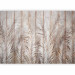 Wall Mural Beige Exotic - White Palm Leaves on the Background of Light Boards 147661 additionalThumb 1