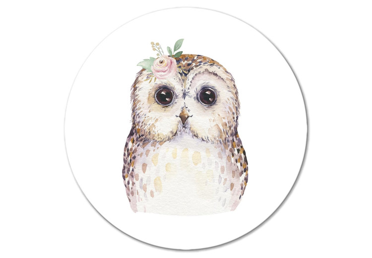 Round Canvas Night Guard - Small Owl Decorated With a Small Bouquet 148461