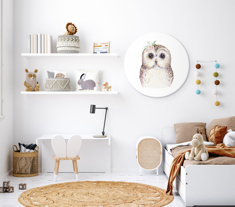Round Canvas Night Guard - Small Owl Decorated With a Small Bouquet 148461 additionalImage 4