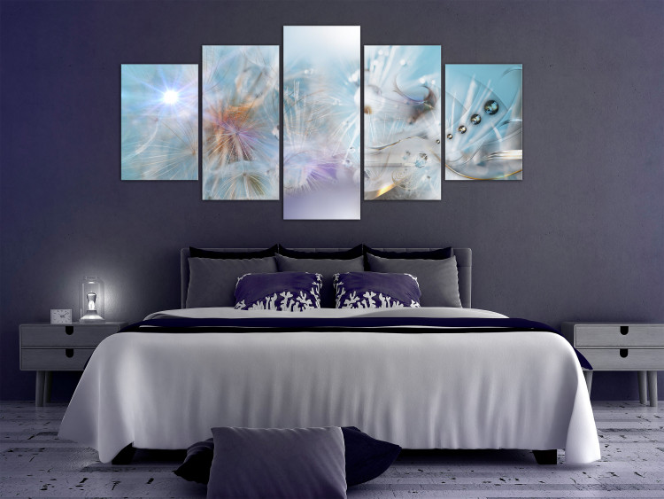 Canvas Dandelion Composition (5-piece) - abstraction in fluffy flowers 149261 additionalImage 3